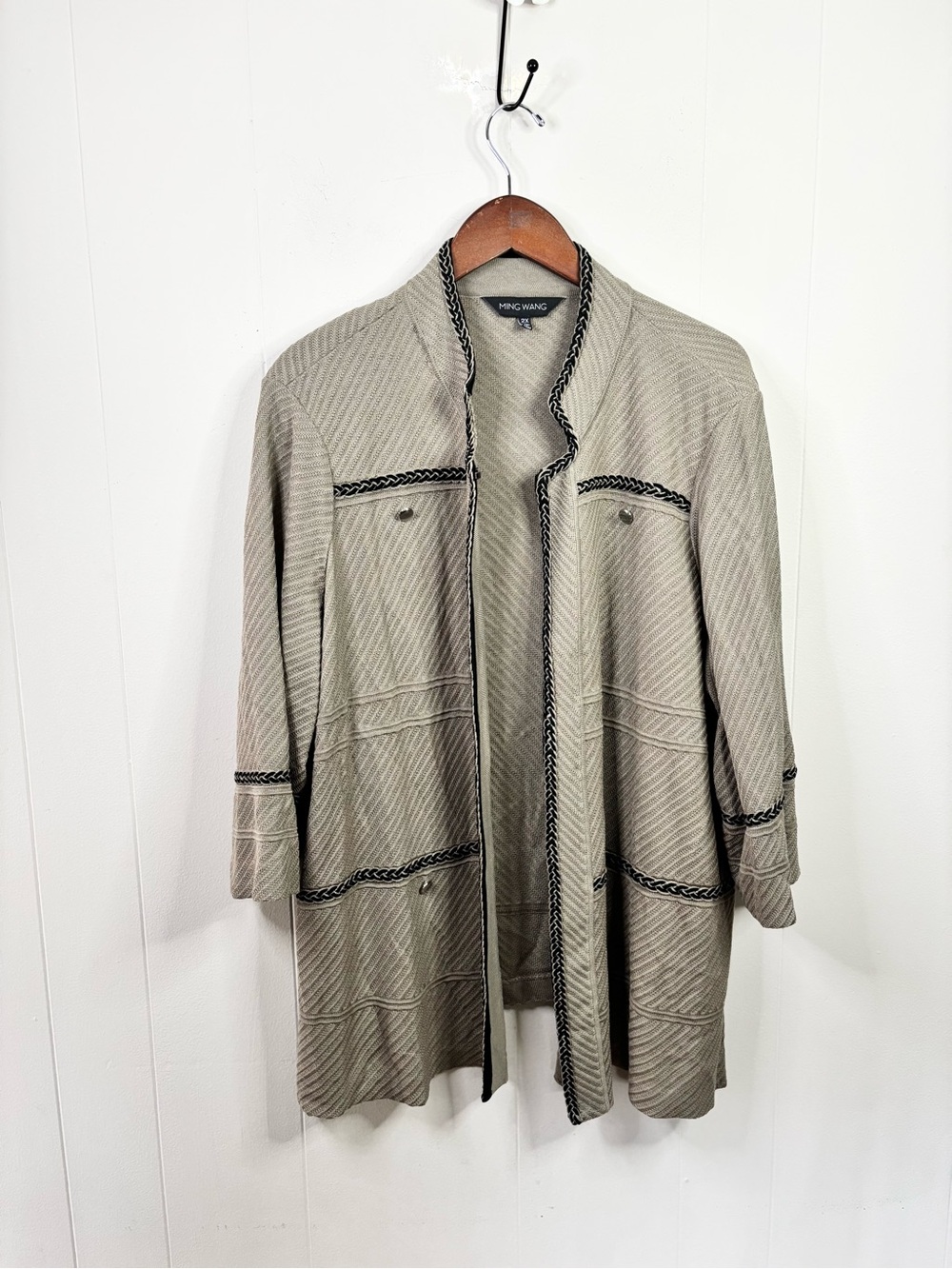Ming Wang brown green taupe sweater blazer cardigan open front long size 2X - Picture 2 of 5